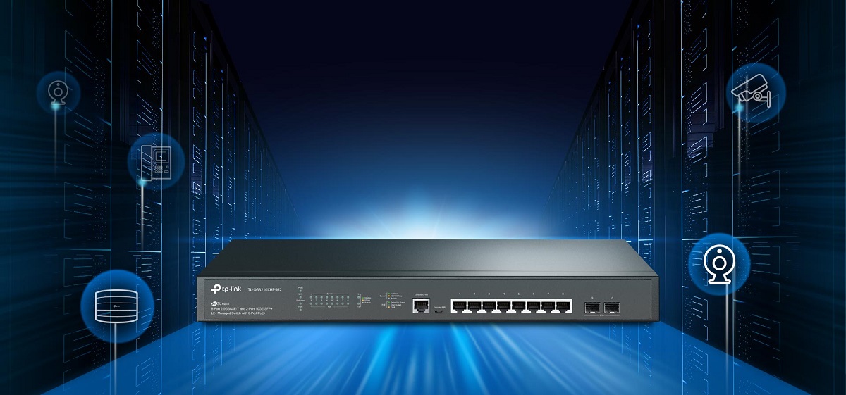 JetStream 8-Port 2.5GBASE-T and 2-Port 10GE SFP+ L2+ Managed Switch with 8-Port PoE+ TL-SG3210XHP-M2